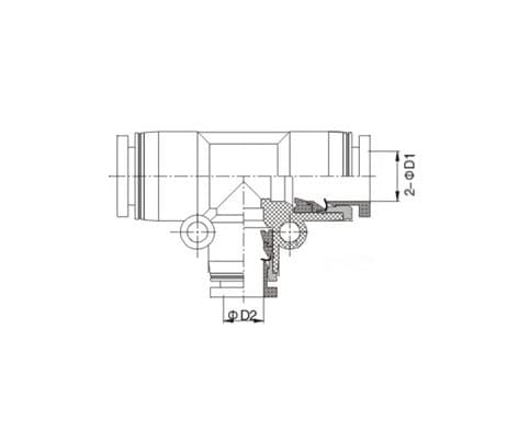 Фитинг пластиковый цанговый переходной T-образный PUT — фото 2