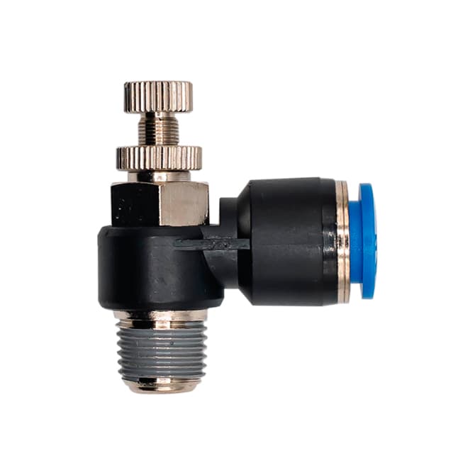 Дроссель с обратным клапаном цанговый L-образный NSC — фото 3