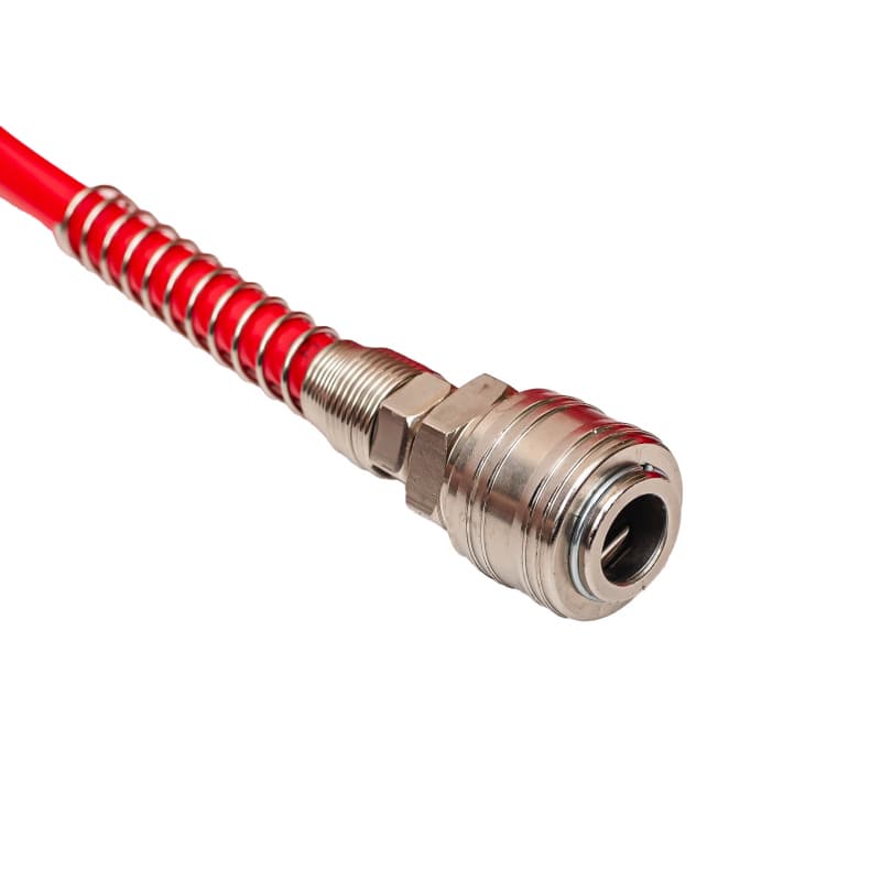 Трубка спиральная красная PU с БРС Евро — фото 2