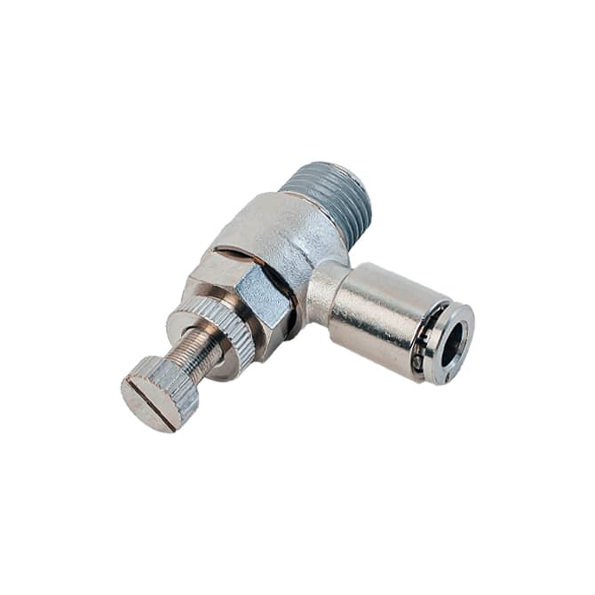 Дроссель с обратным клапаном латунный L-образный NBSCT — фото 2