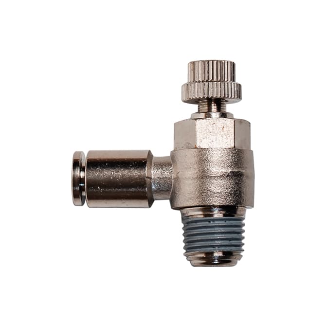 Дроссель с обратным клапаном латунный L-образный NBSCT — фото 3