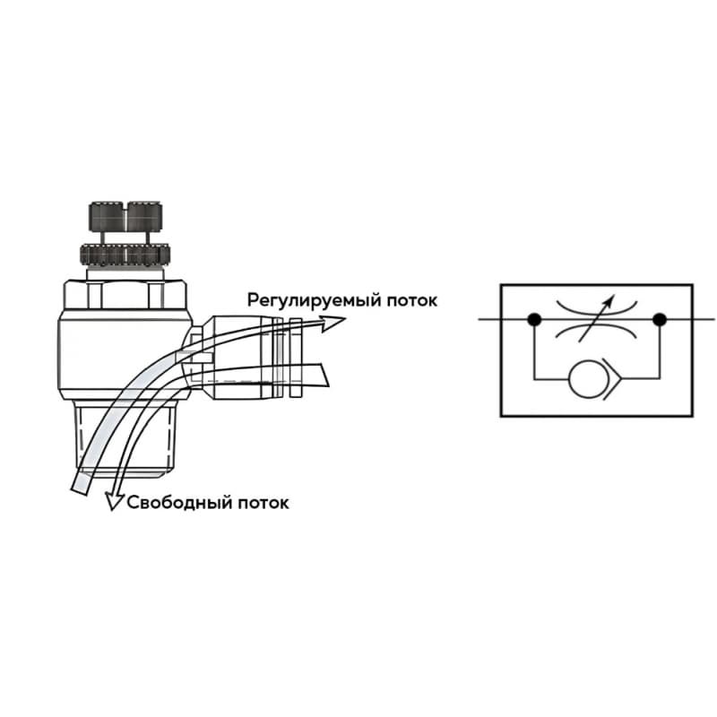 Дроссель с обратным клапаном латунный L-образный NBSCT — фото 6